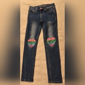 Vigoss Kids Jeans with Sequin Heart Patches